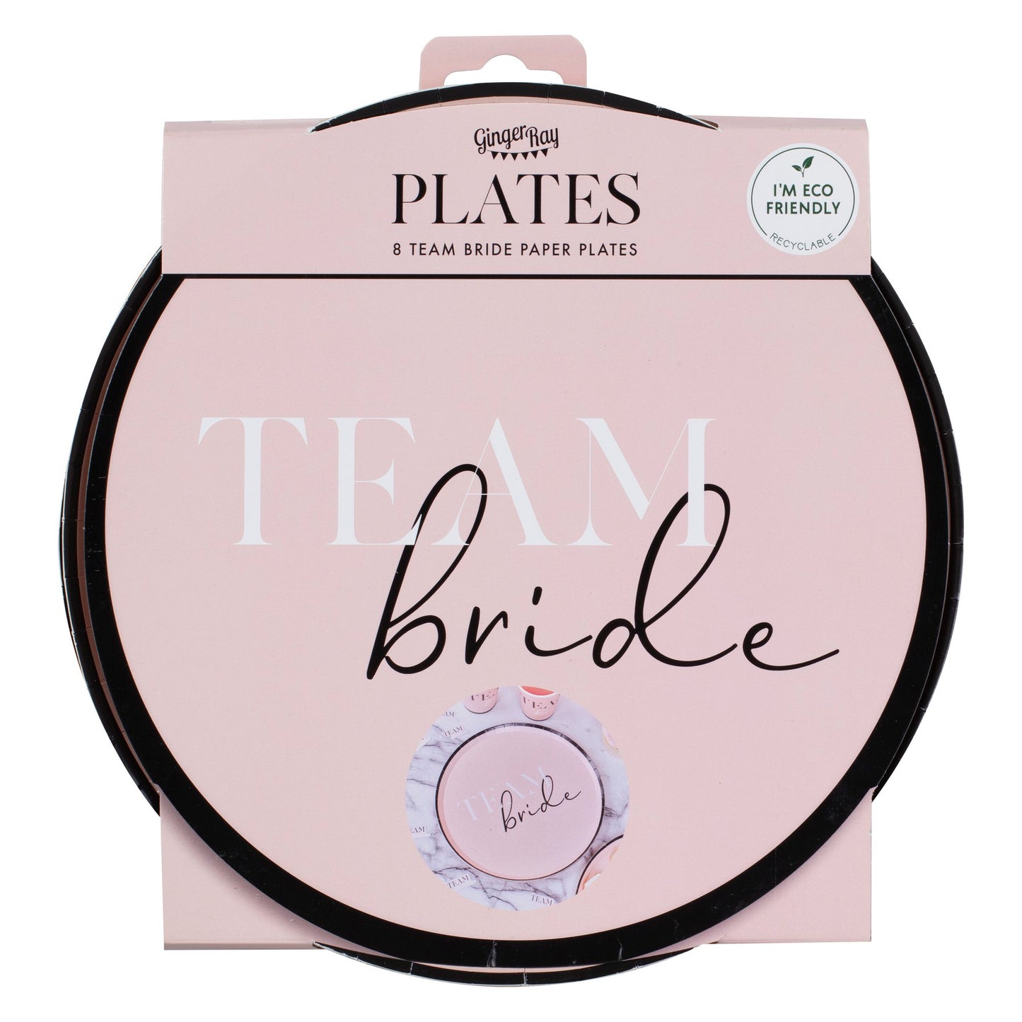 "Team Bride" paptallerkner  i lyserød