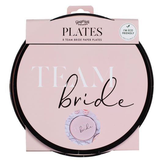 "Team Bride" paptallerkner i lyserød