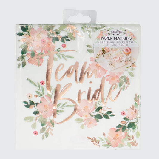 "Team Bride" papirservietter med rosaguld print